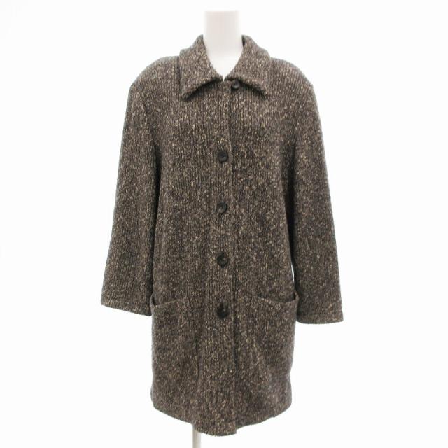 【中古】カルヴェン CARVEN ステンカラーコート ミドル丈 ツイード 9 グレー /JS レディース