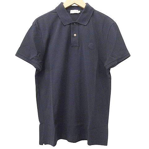 モンクレール ポロシャツ カットソー 半袖 鹿の子 ロゴワッペン 黒 XL