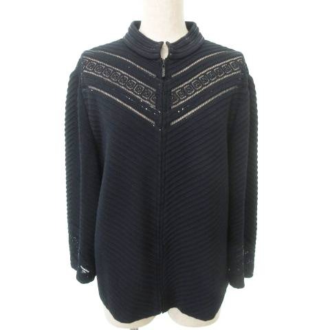 中古】セントジョン 美品 スーツ アンサンブル ニット 無地 ジップ