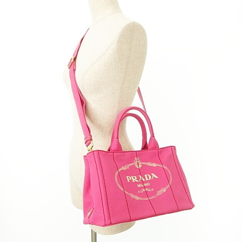 美品✨PRADA カナパ トート ピンク ファブリック 2way ショルダー 美品✨PRADA カナパ トート ピンク ファブリック 2way ショルダー
