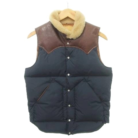 【中古】ロッキー マウンテン フェザーベッド レザーヨーク ダウンベスト ジャケット ナイロン 36 約XSサイズ