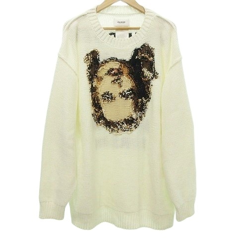 【中古】ダブレット 20SS ACTING SOMEONE KNITEWEAR フェイス ニット セーター クルーネック M 白 ホワイト メンズ