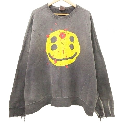 【中古】セントマイケル 24AW CP_CREW SWT/SMILE スマイル スウェット シャツ トレーナー L 黒 ブラック メンズ