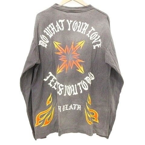 【中古】セントマイケル 24SS LS TEE プリント Tシャツ 長袖 ダメージ加工 ロンT カットソー L 黒 ブラック メンズ