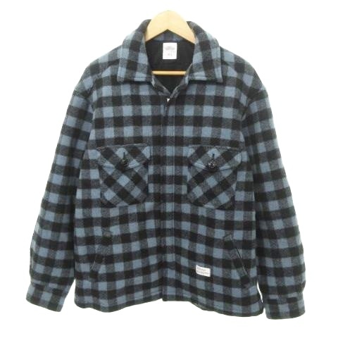 【中古】ベドウィン アンド ザ ハートブレイカーズ ウール チェック ジャケット 厚手 N3 約Lサイズ 紺 ネイビー