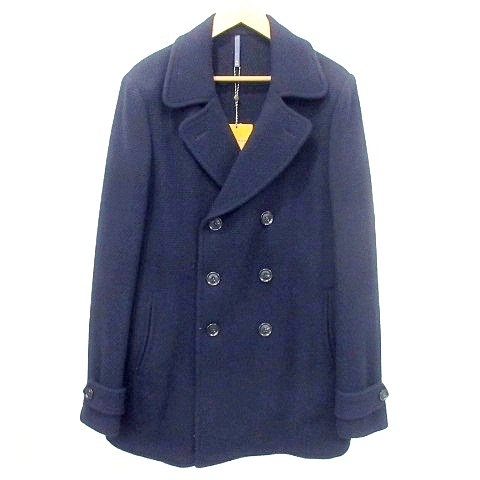 【中古】未使用品 モンテドーロ MONTEDORO  SLOWEAR MONTEDORO ウール Pコート ピーコート 48 L相当 紺 ネイビー