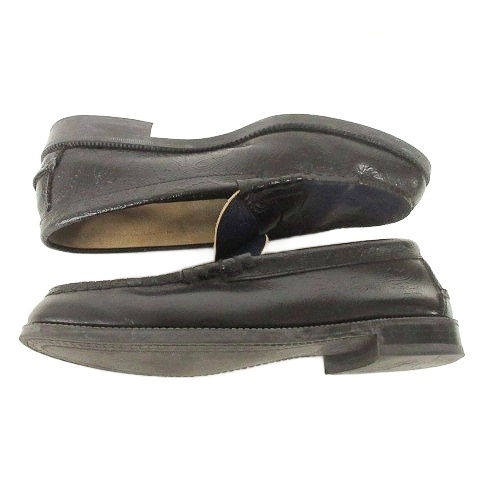 【中古】ケンフォード KENFORD ペイズリー エンボス ローファー レザー 26.5cm 黒 ネイビー