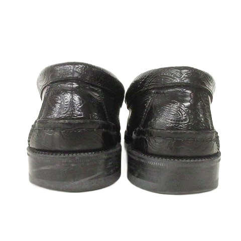 【中古】ケンフォード KENFORD ペイズリー エンボス ローファー レザー 26.5cm 黒 ネイビー