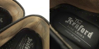 【中古】ケンフォード KENFORD ペイズリー エンボス ローファー レザー 26.5cm 黒 ネイビー