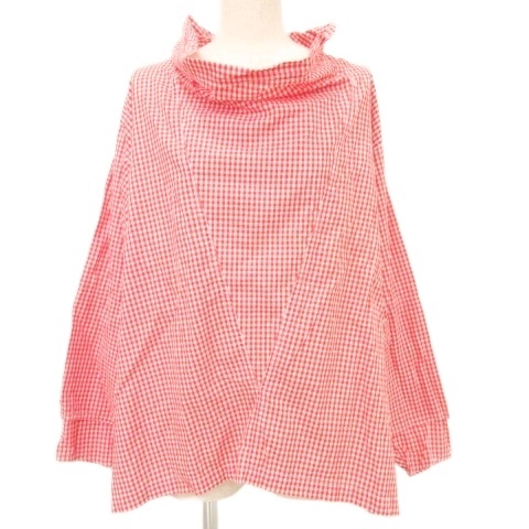 【中古】I.S イッセイミヤケ ツモリチサト 80s ヴィンテージ ギンガムチェック シャツ 長袖 9 赤 レッド レディース