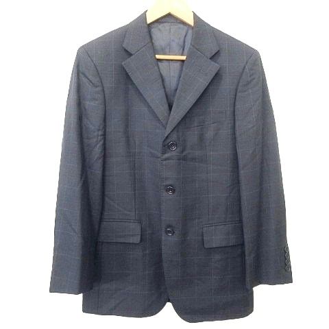 【中古】バーバリーブラックレーベル Super100s グラフチェック スーツ セットアップ 90-74-165 36R ダークブラウン_1