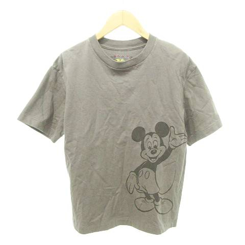 【中古】ロンハーマン Ron Herman × Disney 美品 ミッキーマウスプリント Ｔシャツ 半袖 日本製 XS チャコール