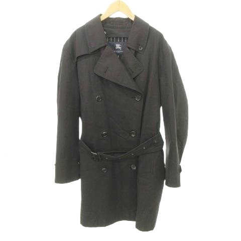【中古】バーバリー ロンドン BURBERRY LONDON トレンチコート ダブル ライナー ベルト Lサイズ 黒茶色 メンズ