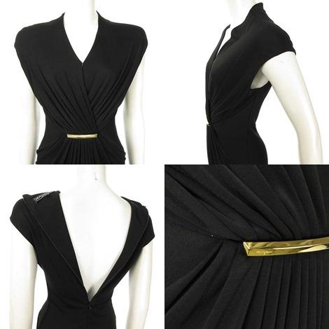 中古 サルヴァトーレフェラガモ Salvatore Ferragamo ワンピース カシュクール レーヨン 黒 ゴールドメタル 40jの通販はau Pay マーケット ブランド古着のベクトル