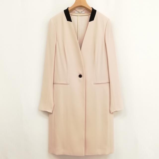 中古】ベイジ BEIGE CINDY ノーカラー ロング ジャケット 美品 0 