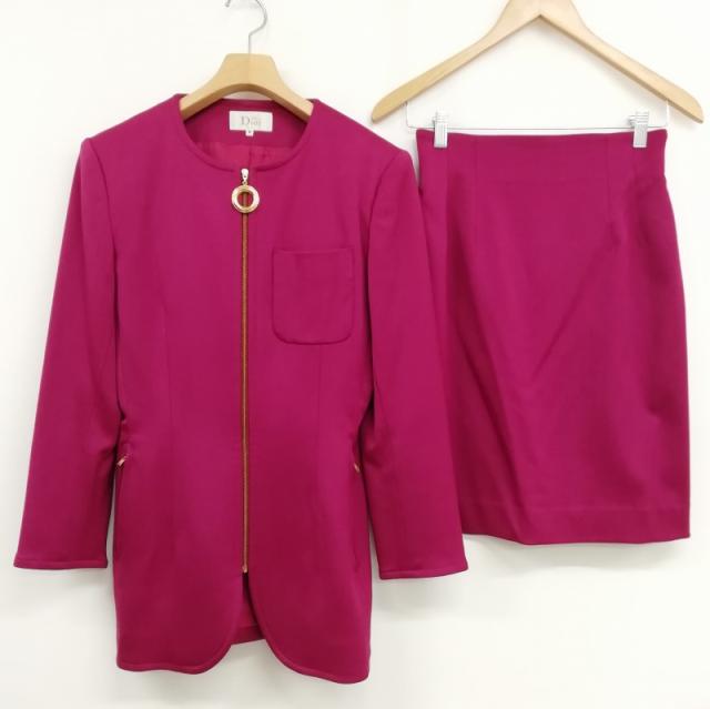 【中古】ミスディオール MISS DIOR ビンテージ スカート スーツ セットアップ ノーカラー ジャケット 膝丈 Mの通販は