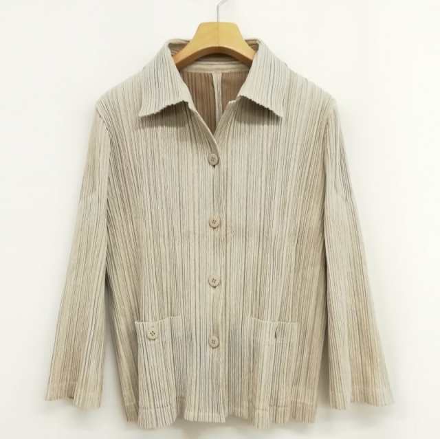 【中古】プリーツプリーズ PLEATS PLEASE イッセイミヤケ PP11-JD461 カーディガン ジャケット 4 ベージュ系の通販は