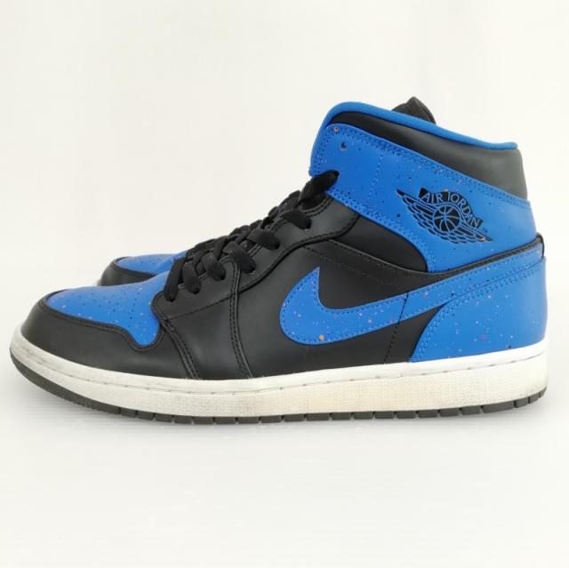 【中古】ナイキ NIKE 554724-048 Air Jordan 1 Mid Royal Paint Splatter エアジョーダン1 ミッド スニーカー 28cmの通販は