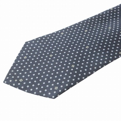 【中古】グッチ GUCCI ネクタイ ワイドタイ シルク 総柄 Gロゴ ビジネス 紺 ネイビー X メンズ