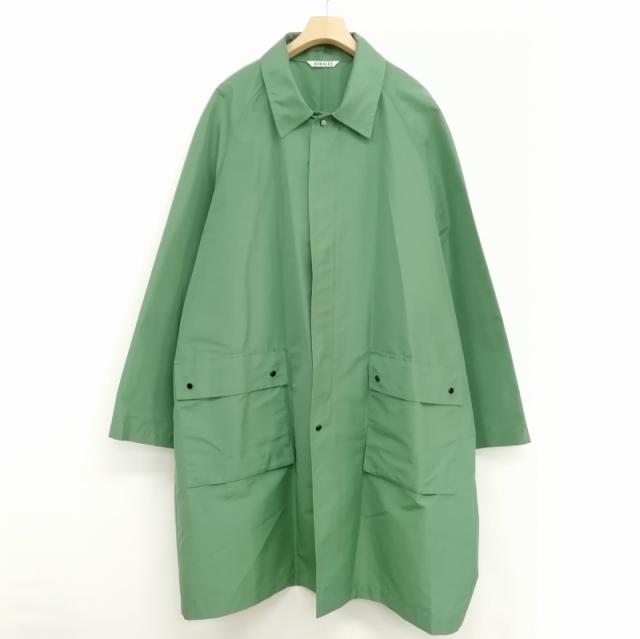 【中古】オーラリー AURALEE A22SC01GR 22SS SILK POLYESTER ステンカラー コート 4 グリーン