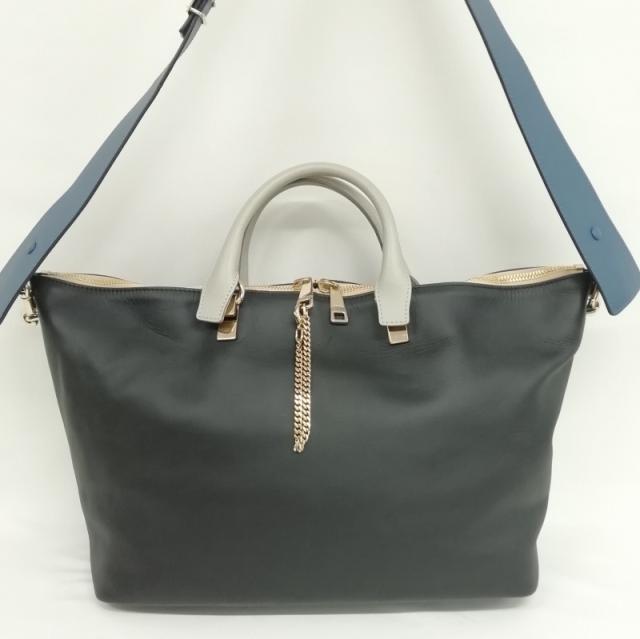 【中古】クロエ CHLOE BAYLEE ベイリー 2way ハンドバッグ トートバッグ ショルダーバッグ ブラック グレー ネイビー