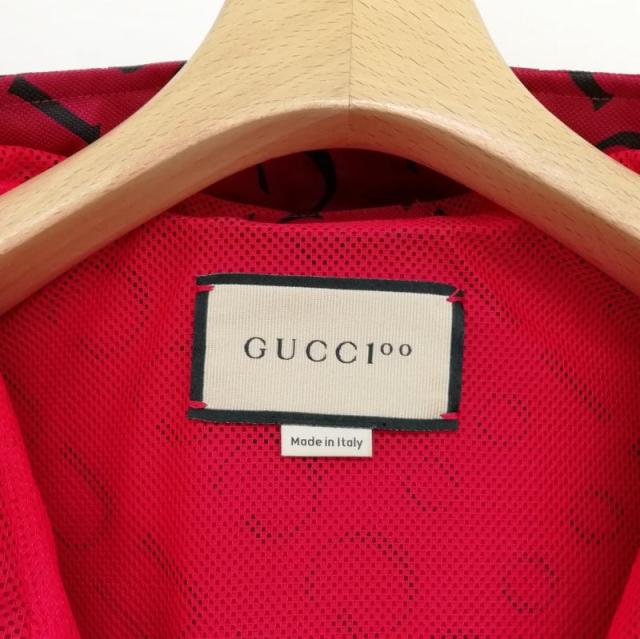 【中古】グッチ GUCCI 676497 22SS 100周年 ロゴ ナイロン フーデット ジャケット ウィンドブレーカー 美品 44 レッド 中古】グッチ GUCCI 676497 22SS 100周年 ロゴ ナイロン フーデット