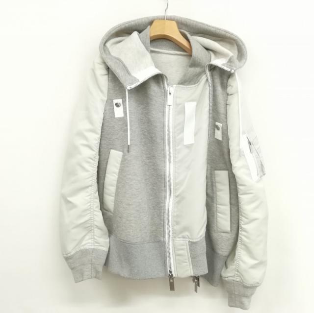 【中古】サカイ sacai 21AW Nylon Twill × Sponge Blouson 21-05842 ドッキング ブルゾン MA-1 ジャケット 1 グレー