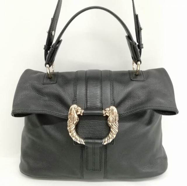 s29【極美品】ブルガリチャンドラサークルロゴレザー2wayショルダー