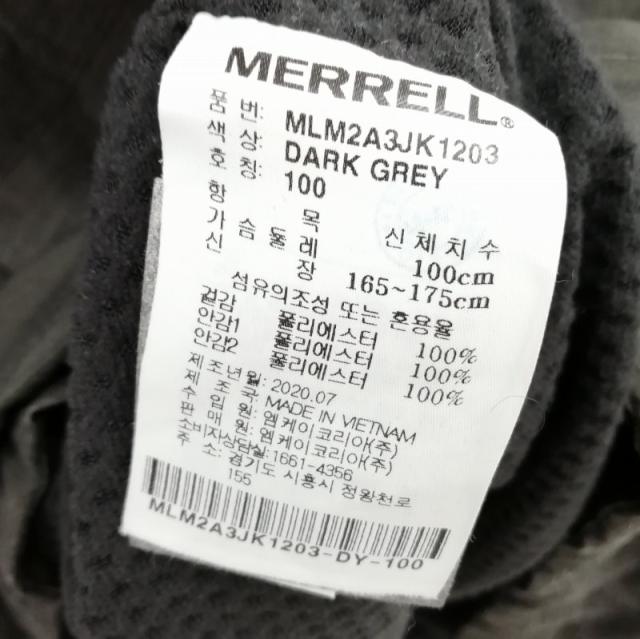 【中古】メレル MERRELL MLM2A3JK1203 ソリッド アノラック パーカー ジャケット 100 ダークグレー メンズ