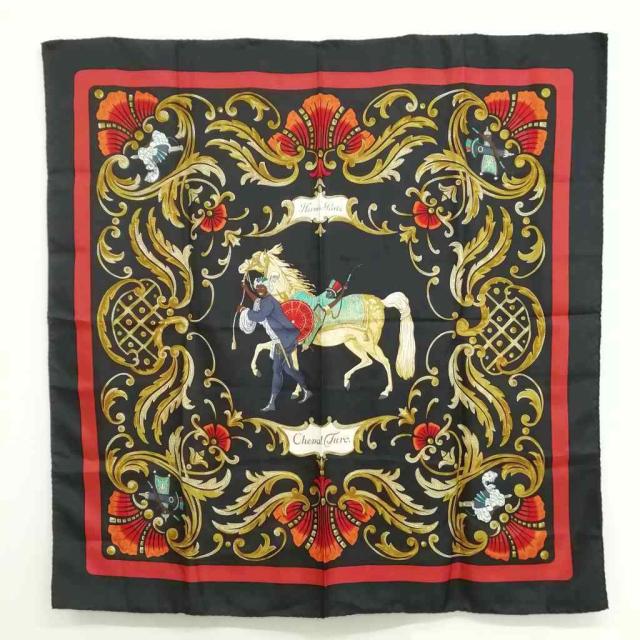 中古】エルメス HERMES カレ90 Cheval Turc トルコの馬 大判 スカーフ