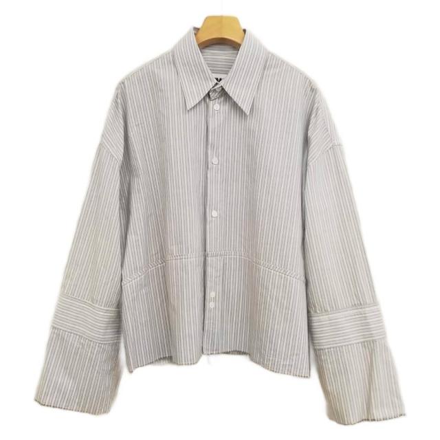 【中古】エムエムシックス メゾンマルジェラ MM6 23SS カットオフ クロップド ストライプ シャツ 36 グレージュ系