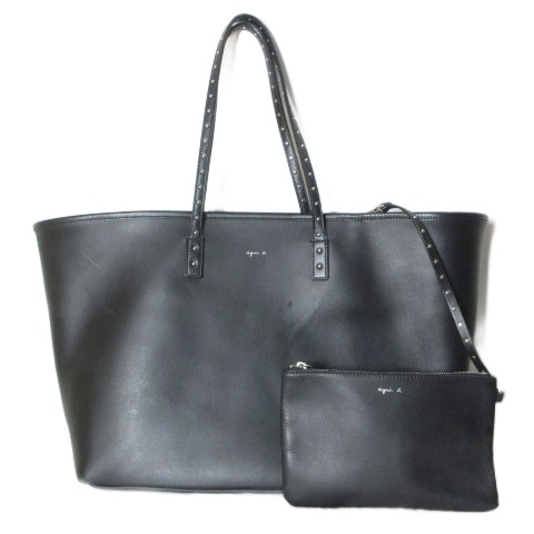 アニエスベー ボヤージュ トートバッグ ブラック ゴールド A4可