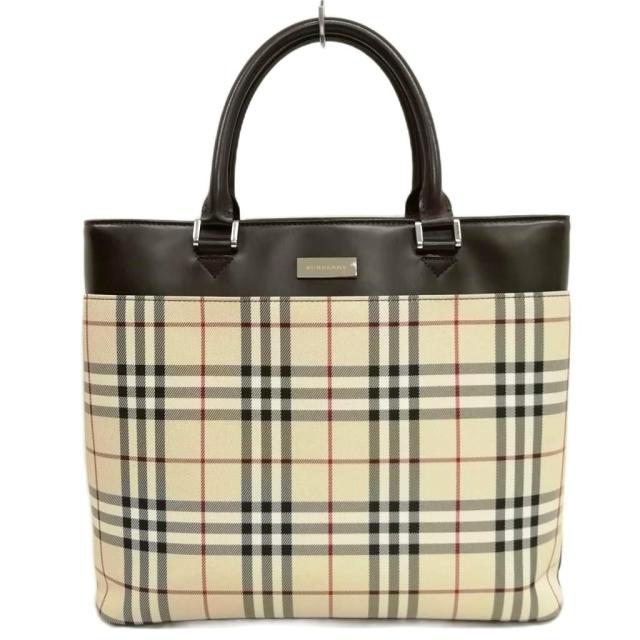 【中古】バーバリー BURBERRY ノバチェック トートバッグ ハンドバッグ ベージュ ブラウン レディース