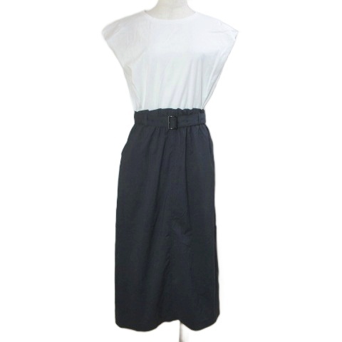 【中古】エポカ ストリア 美品 25SS タフタコンビジャージー ドッキングワンピース N7J18-512-03 ロング ベルト付き