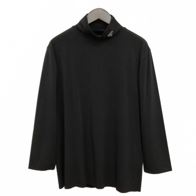 【中古】プラダ PRADA UJL188 S211 58V タートルネック ジャージー カットソー Tシャツ 三角プレート 美品 長袖 XL