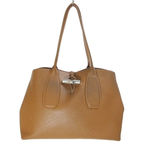 【中古】ロンシャン LONGCHAMP レザートートバッグ 肩掛け 鞄 A4収納 トグルボタン 茶 ブラウン /X レディース