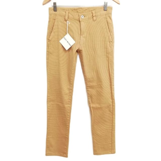 【中古】イッセイミヤケ ISSEY MIYAKE IM44-FF512 ジャガード ストレッチ パンツ 1 ベージュ 美品 レディース