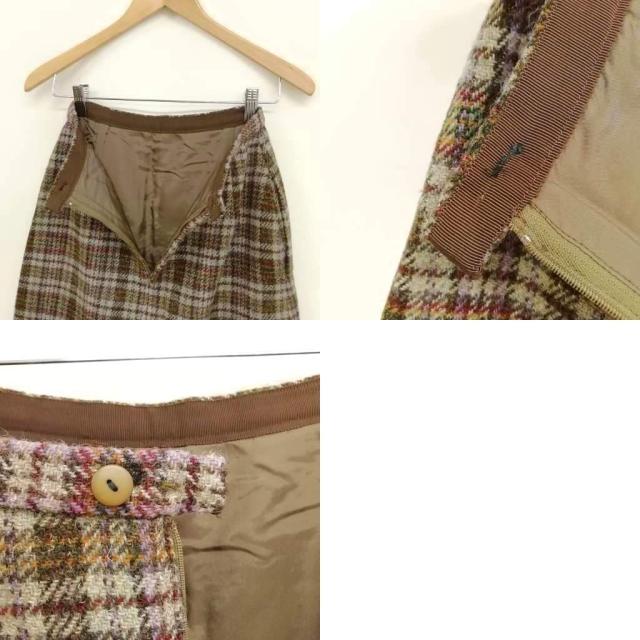 【中古】カネコイサオ KANEKO ISAO チェック ツイード スカート スーツ セットアップ ノーカラー ジャケット 金ボタン 中古】カネコイサオ KANEKO ISAO チェック ツイード スカート スーツ