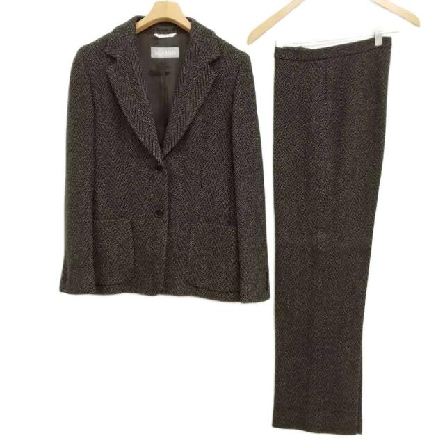 【中古】マックスマーラ MAX MARA ヘリンボーン ウール パンツ スーツ セットアップ ジャケット フォーマル 42