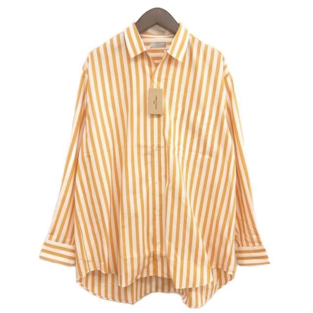 【中古】未使用品 コムデギャルソンオム AD1990 田中オム タグ付き ストライプ オープンカラー 開襟 シャツ 長袖