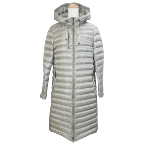 【中古】スウィンスウィング SWINSWING ダウンコート ロング ジップアップ フーディー 42 L相当 ライトグレー /X