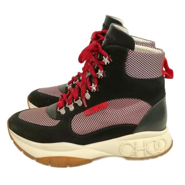 【中古】ジミーチュウ JIMMY CHOO INCA SUEDE HIKING BOOTS インカ ブーツ 40 ブラック レッド メンズ