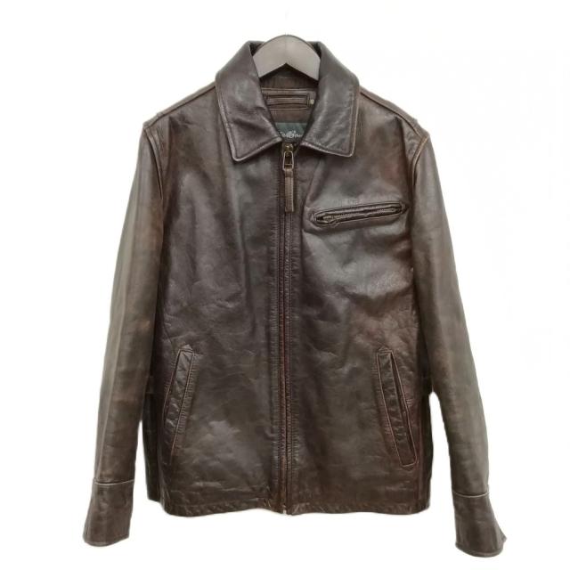 【中古】エディーバウアー EDDIE BAUER 13AW レザー ライダース ジャケット XS ダークブラウン メンズ