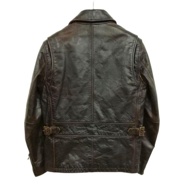 【中古】エディーバウアー EDDIE BAUER 13AW レザー ライダース ジャケット XS ダークブラウン メンズ_1