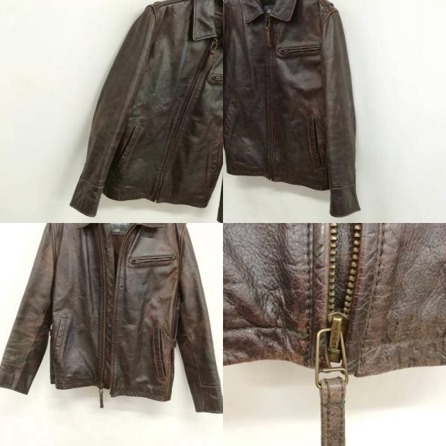 【中古】エディーバウアー EDDIE BAUER 13AW レザー ライダース ジャケット XS ダークブラウン メンズ_2