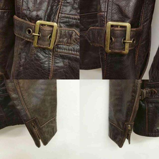 【中古】エディーバウアー EDDIE BAUER 13AW レザー ライダース ジャケット XS ダークブラウン メンズ_3