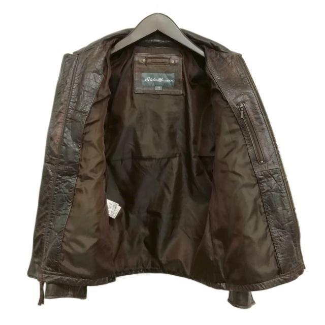 【中古】エディーバウアー EDDIE BAUER 13AW レザー ライダース ジャケット XS ダークブラウン メンズ_4