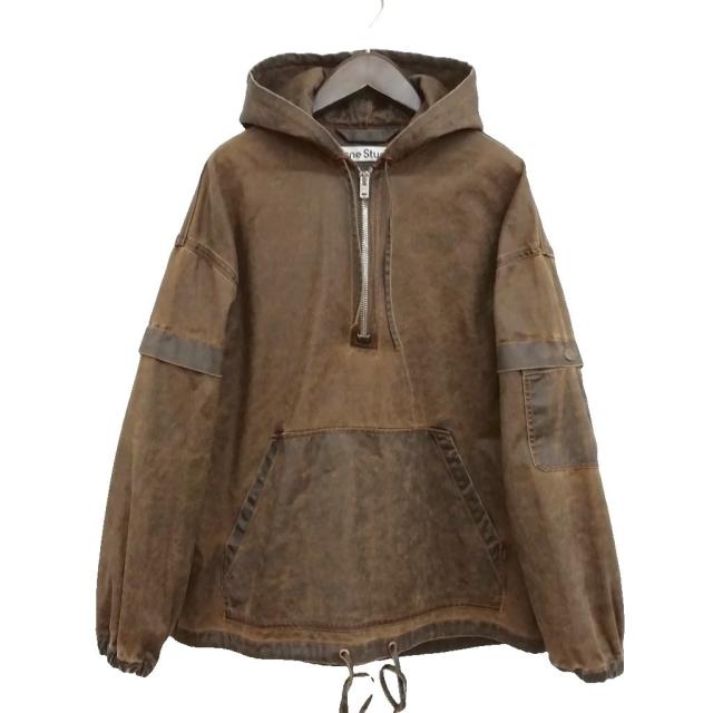 【中古】アクネ ストゥディオズ FN-MN-OUTW001122 Hooded Jacket アノラック パーカー レザー ロゴパッチ 美品 42