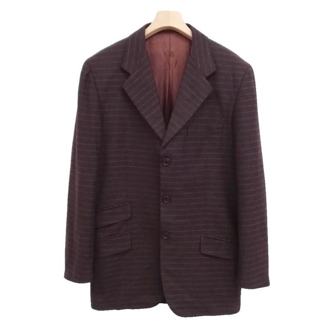 【中古】エトロ ETRO 3ピース シングル 3B スーツ セットアップ ボーダー柄 46 ブラウン メンズ_4