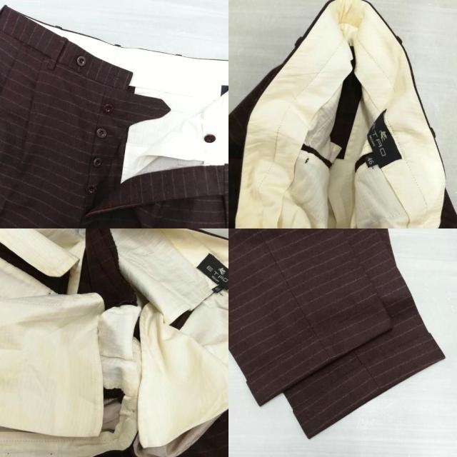 【中古】エトロ ETRO 3ピース シングル 3B スーツ セットアップ ボーダー柄 46 ブラウン メンズ_8